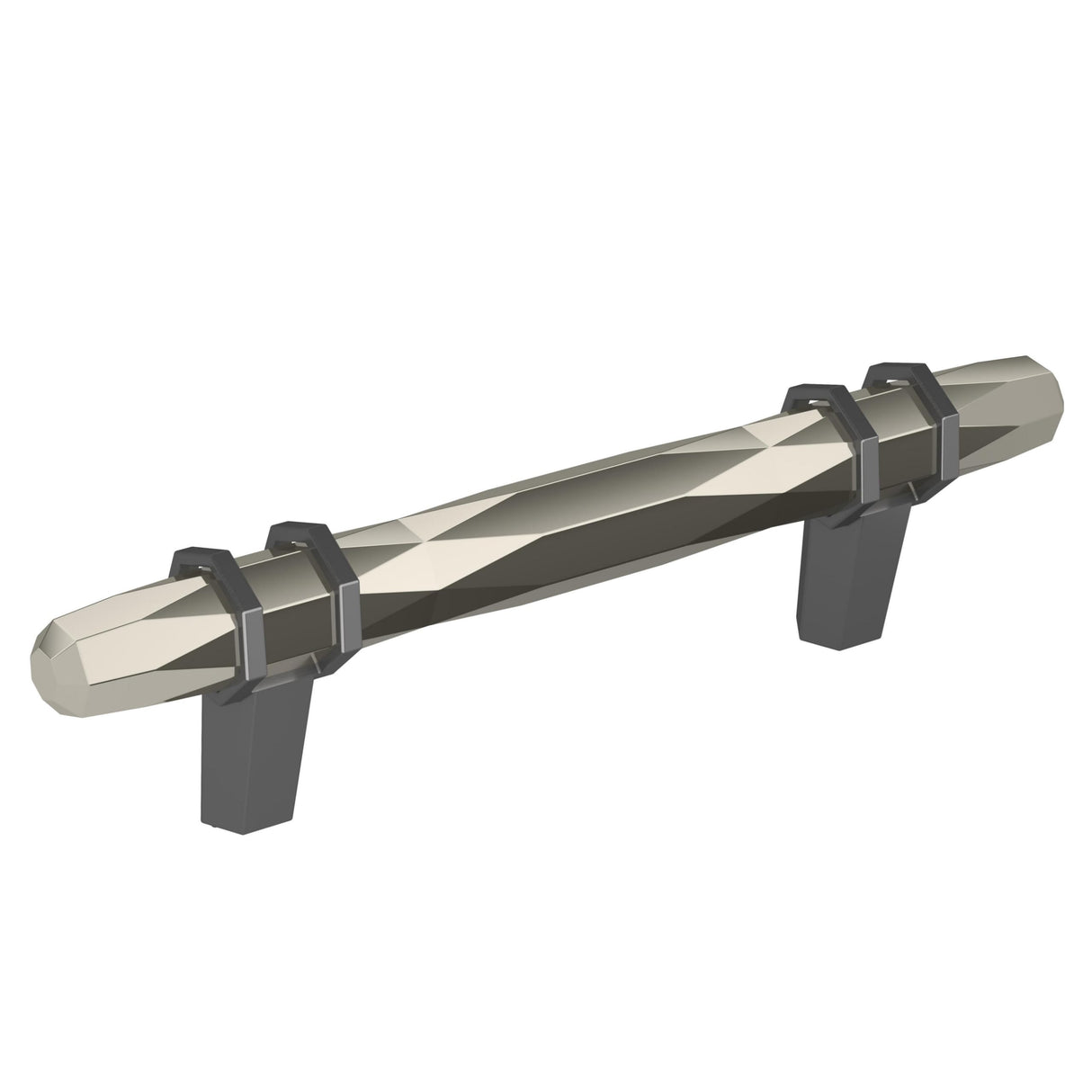 Amerock Cabinet Pull Polished Nickel/Black Chrome 3-3/4 inch (96 mm) Center-to-Center London 1 Pack Drawer Pull Drawer Handle Cabinet Hardware