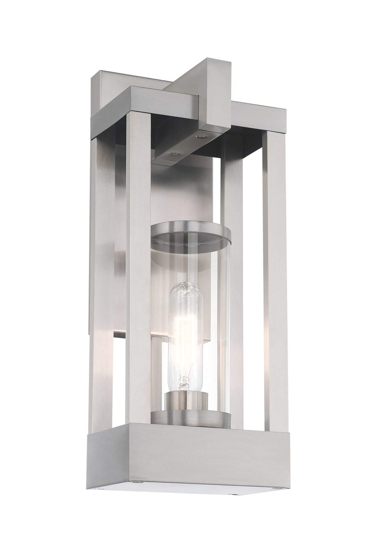 Livex Lighting 20992-91 Delancey - 16" One Light Outdoor Wall Lantern, Brushed Nickel Finish with Clear Glass