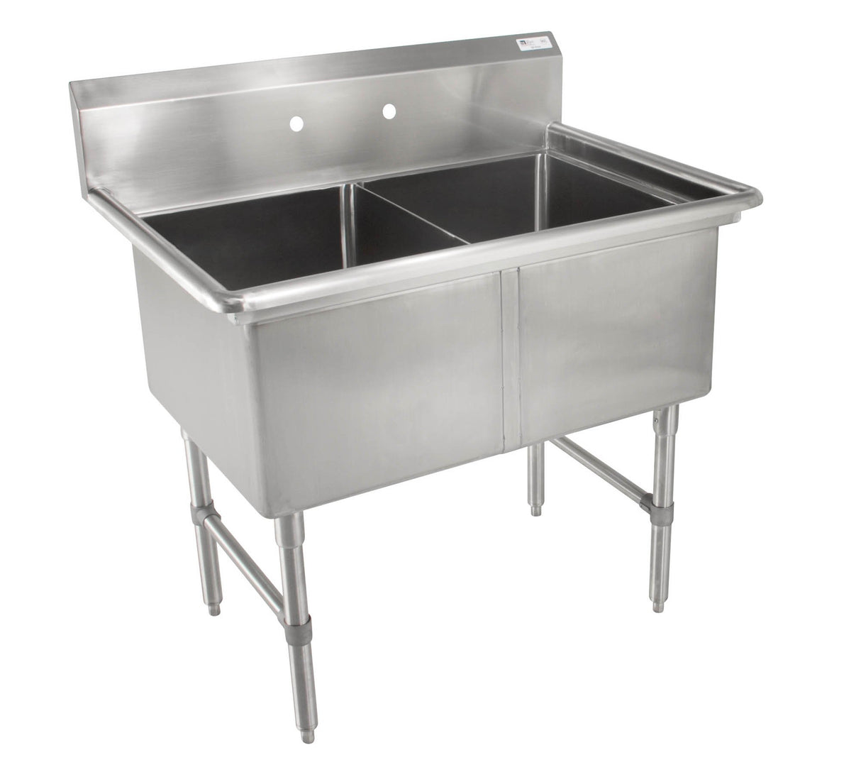 John Boos 2B16204 B Series Stainless Steel Sink, 14" Deep Bowl, 2 Compartment, 37" Length x 25-1/2" Width
