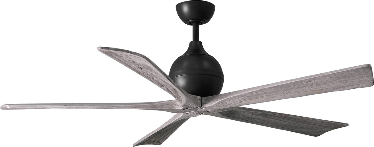 Matthews Fan IR5-TB-BW-60 Irene-5 five-blade paddle fan in Textured Bronze finish with 60" solid barn wood tone blades.