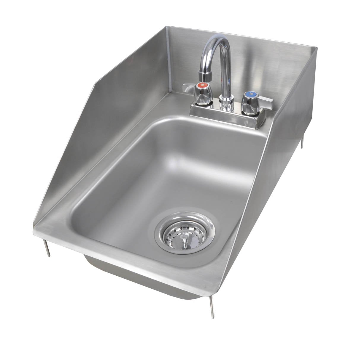 John Boos PB-DISINK101405-P-SSLR Deck Mount Pro-Bowl Drop-in Hand Sink, 14" Length x 10" Width 5" Depth, PBF-4-D Faucet, Left and Right Side Splash