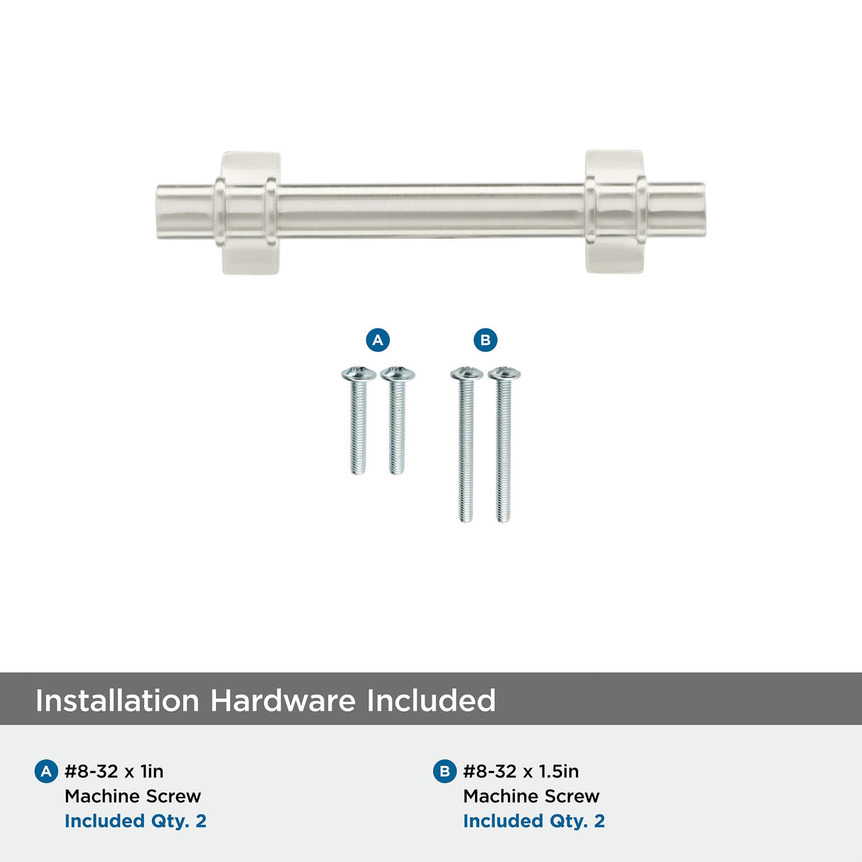 Amerock Cabinet Pull Satin Nickel 3 inch (76 mm) Center to Center Davenport 1 Pack Drawer Pull Drawer Handle Cabinet Hardware