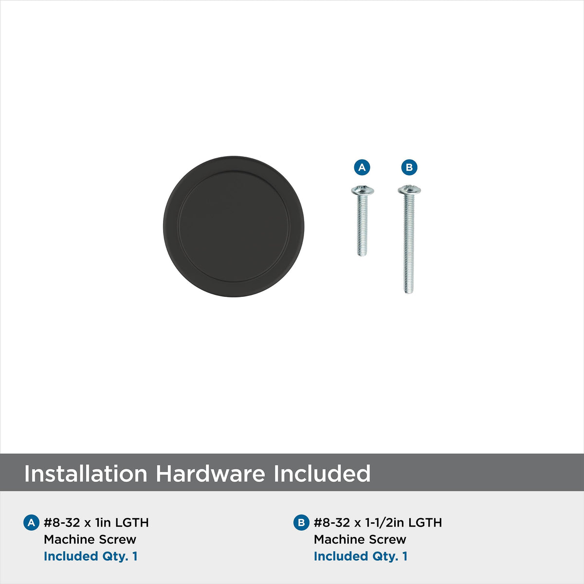 Amerock Cabinet Knob Matte Black 1-1/2 inch (38 mm) Diameter Exceed 1 Pack Drawer Knob Cabinet Hardware