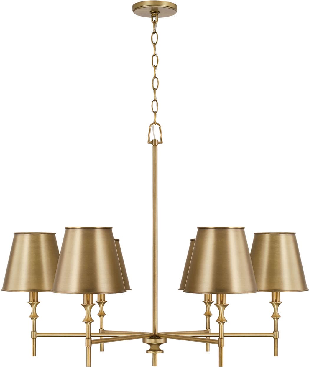Capital Lighting 449761AD-707 Whitney 6 Light Chandelier Aged Brass