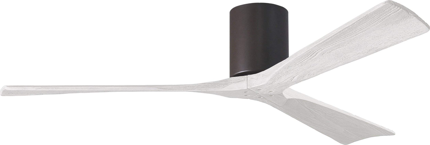 Matthews Fan IR3H-TB-MWH-60 Irene-3H three-blade flush mount paddle fan in Textured Bronze finish with 60” solid matte white wood blades.
