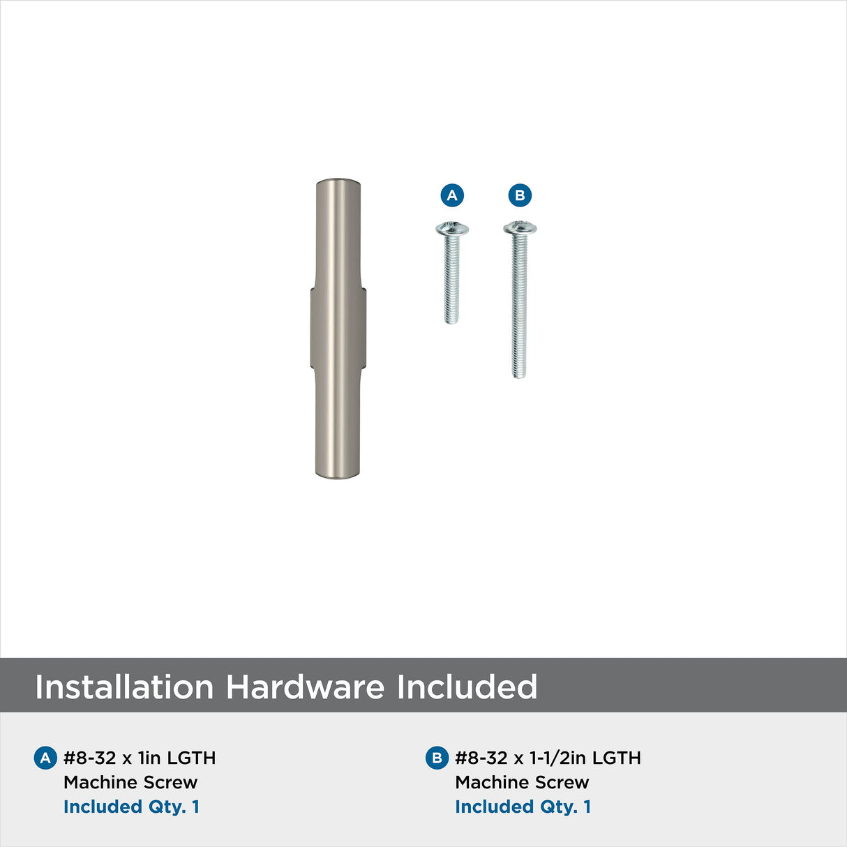 Amerock Cabinet Knob Satin Nickel 2-1/2 inch (64 mm) Length Riva 1 Pack Drawer Knob Cabinet Hardware