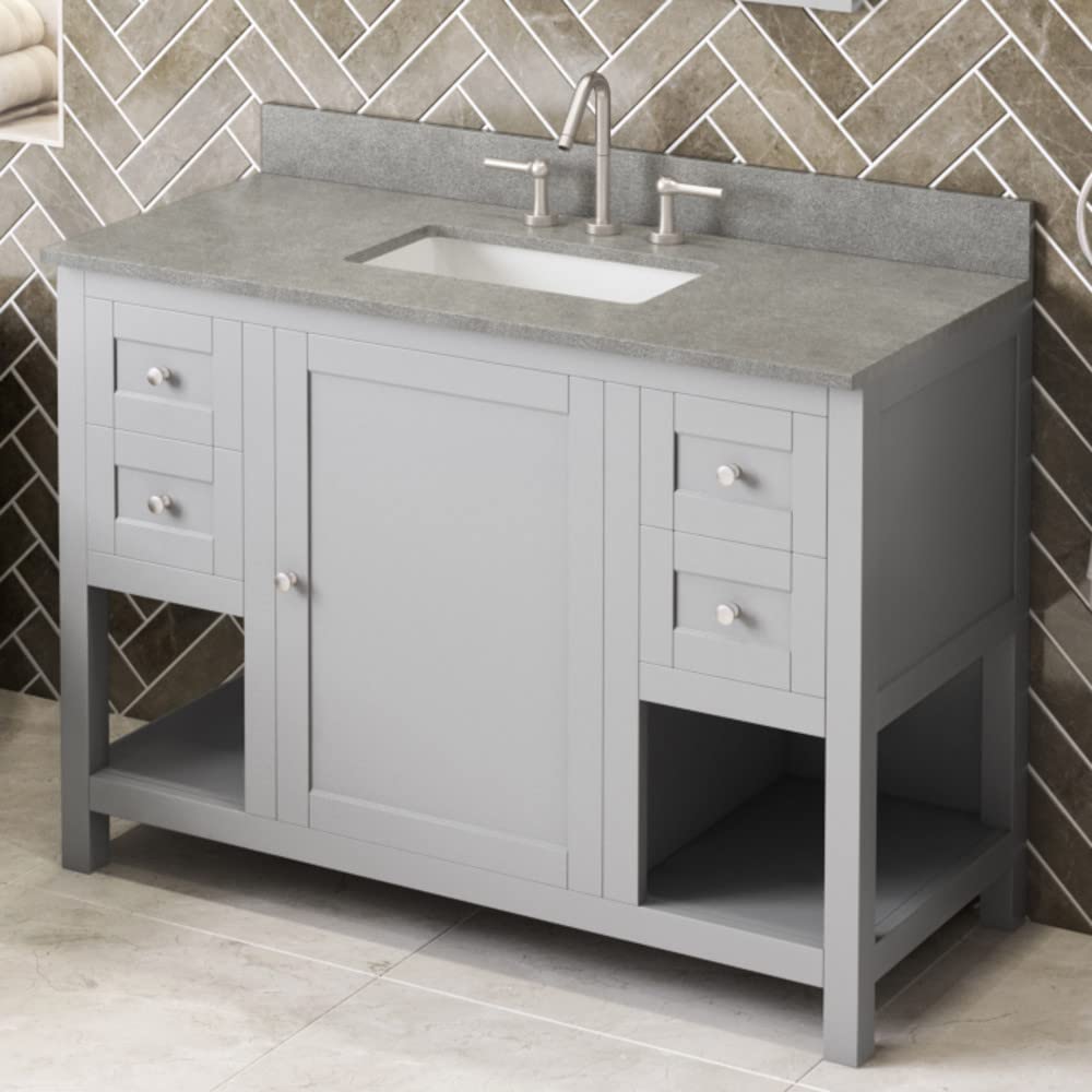 Jeffrey Alexander VKITAST48GRSGR 48" Grey Astoria Vanity, Steel Grey Cultured Marble Vanity Top, undermount rectangle bowl