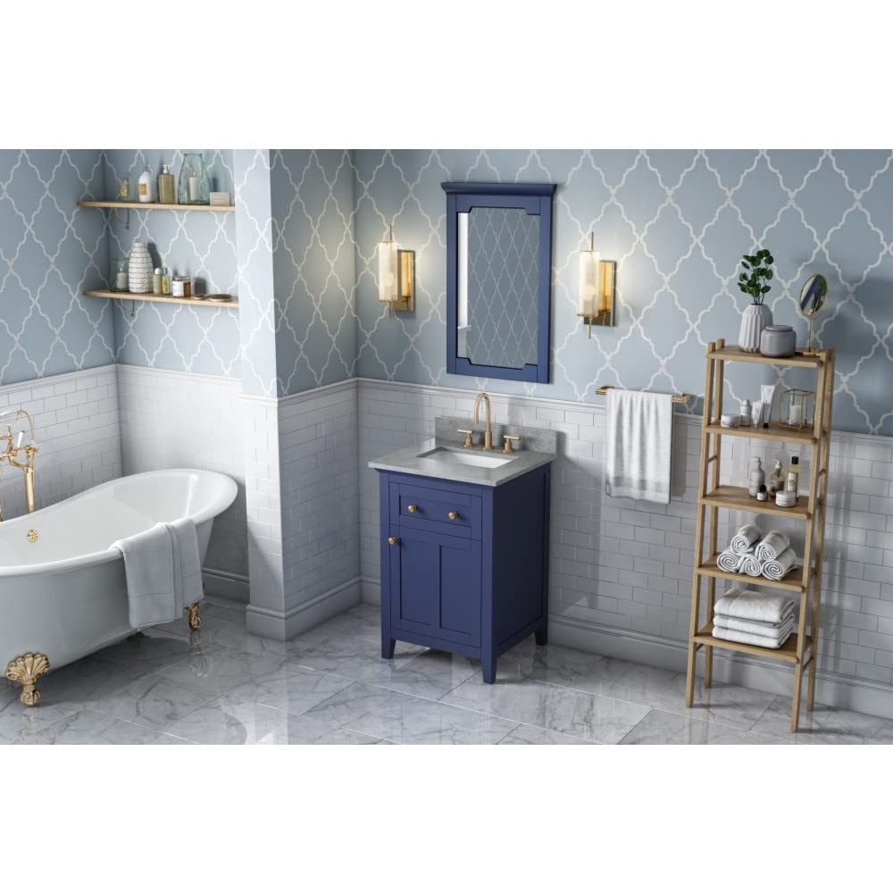 Jeffrey Alexander VKITCHA24BLSGR 24" Hale Blue Chatham Vanity, Steel Grey Cultured Marble Vanity Top, undermount rectangle bowl
