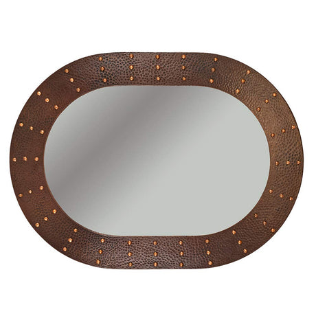 Premier Copper Products MFO3526-RI 35-Inch Hand Hammered Oval Copper Mirror with Hand Forged Rivets