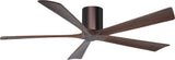 Matthews Fan IR5H-BB-WA-60 Irene-5H five-blade flush mount paddle fan in Brushed Bronze finish with 60” solid walnut tone blades. 