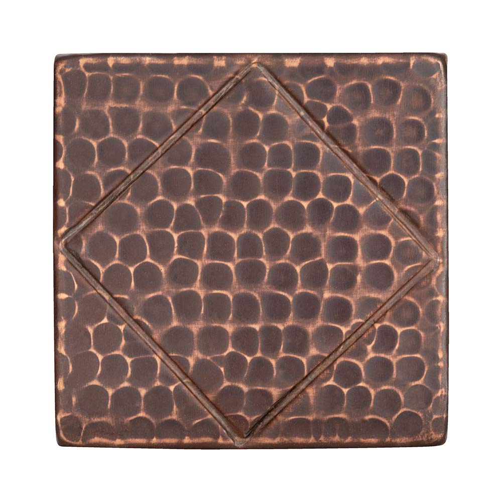 Premier Copper Products T4DBD 4-Inch x 4-Inch Hammered Copper Tile with Diamond Design