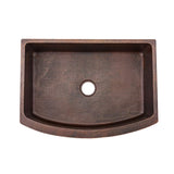Premier Copper Products KASRDB33249 33-Inch Hammered Copper Kitchen Rounded Apron Single Basin Sink, Oil Rubbed Bronze