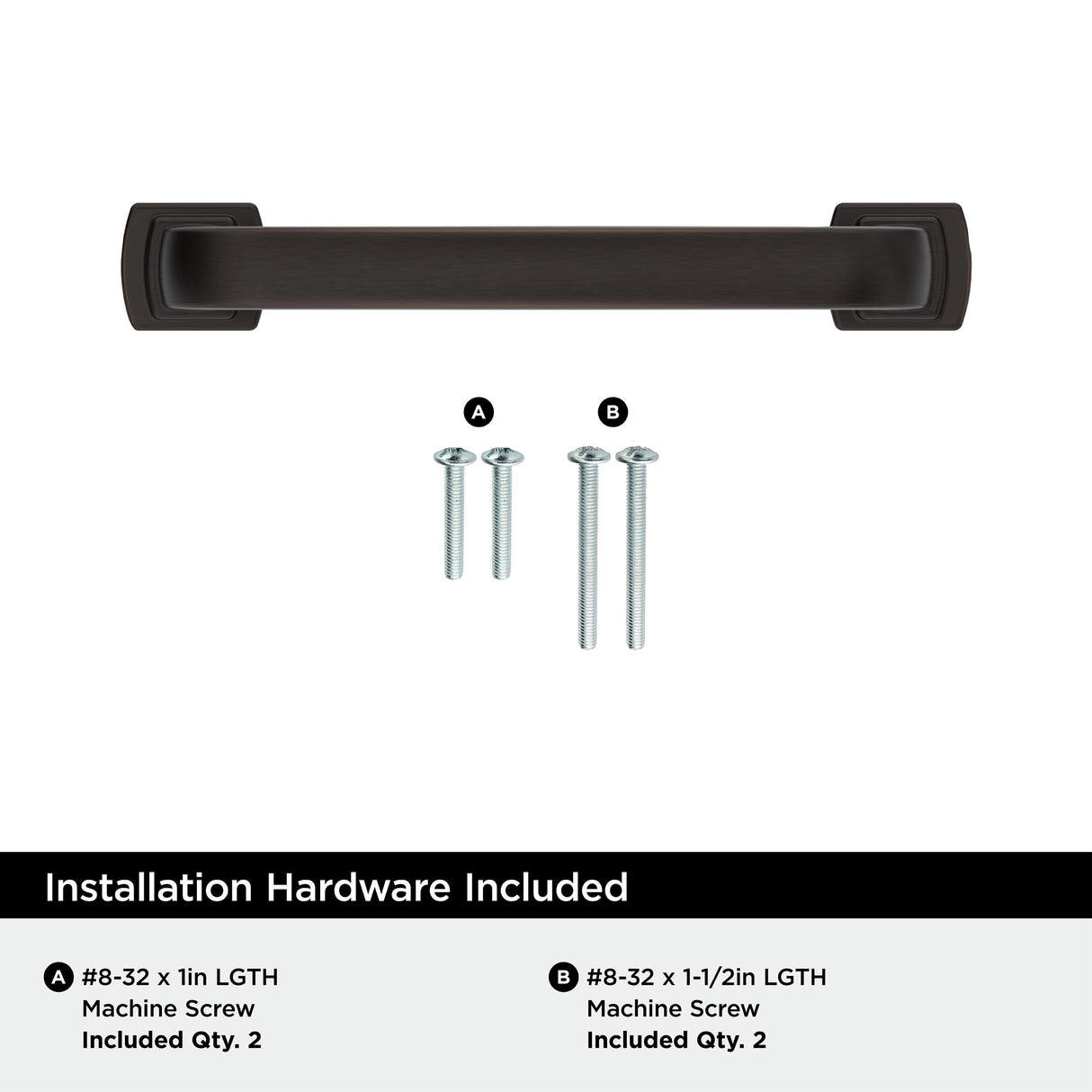 Amerock BP36894ORB Oil-Rubbed Bronze Cabinet Pull 3-3/4 inch (96mm) Center-to-Center Cabinet Hardware Surpass Furniture Hardware Drawer Pull