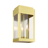 Livex Lighting 21235-12 York 2 Light Outdoor Wall Lantern, Satin Brass with Brushed Nickel Stainless Steel Reflector