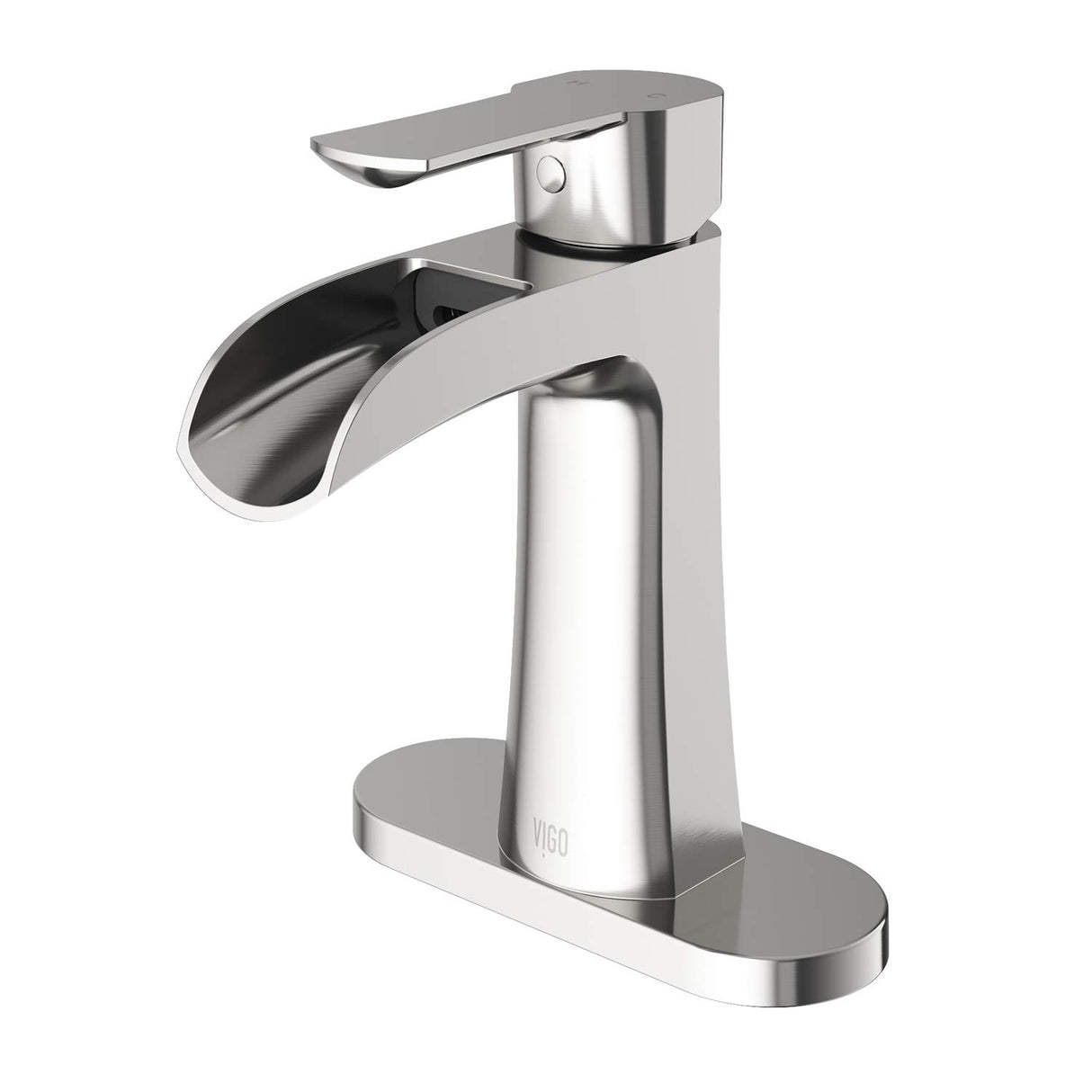 VIGO Paloma 7.125 inch H Single Handle Single Hole Bathroom Sink Faucet in Brushed Nickel - Bathroom Sink Faucet with Deck Plate VG01041BNK1