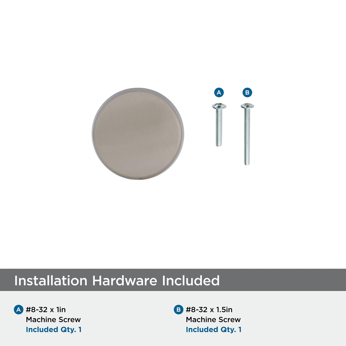 Amerock Cabinet Knob Satin Nickel 1-5/8 inch (41 mm) Diameter Blackrock 1 Pack Drawer Knob Cabinet Hardware