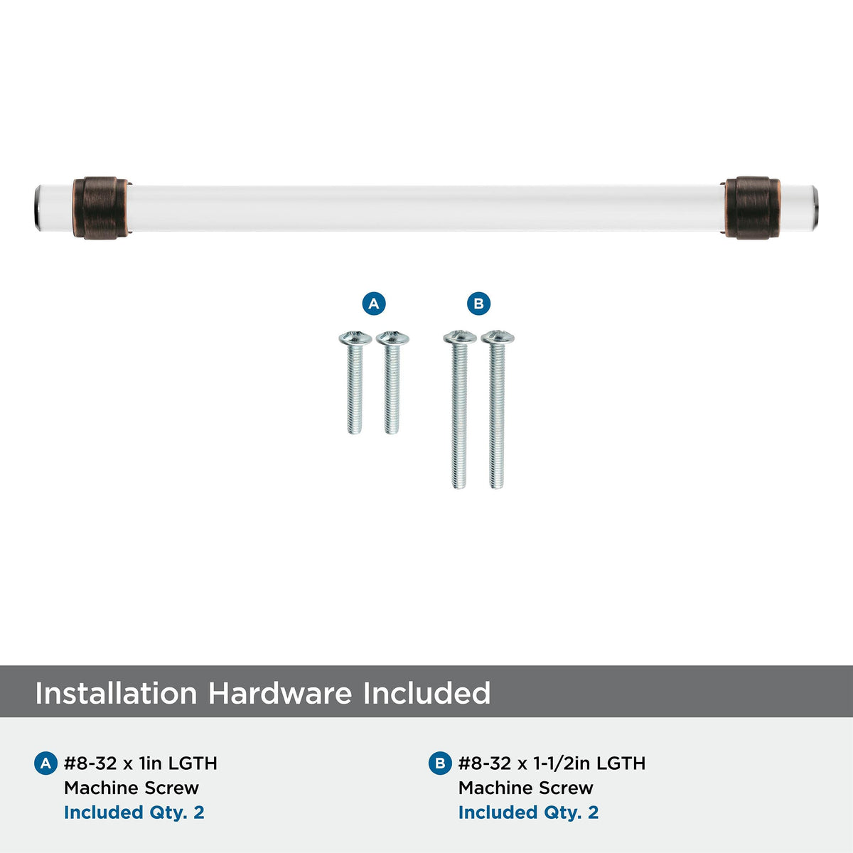 Amerock BP36661CORB Clear/Oil-Rubbed Bronze Cabinet Pull 8 in (203 mm) Center-to-Center Cabinet Handle Glacio Drawer Pull Kitchen Cabinet Handle Furniture Hardware