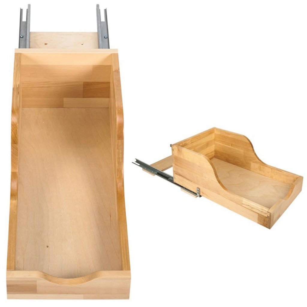 Hardware Resources ROVHB12-WB 12" Wood High Back Rollout for Vanity Depth