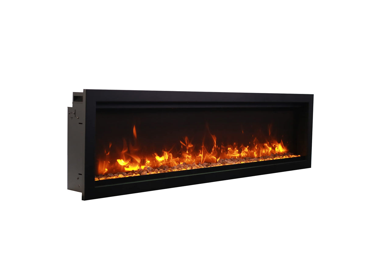 Amantii SYM-42 Symmetry Smart Electric  42" Indoor / Outdoor WiFi Enabled Built In Fireplace, Featuring a MultiFunction Remote Control , Multi Speed Flame Motor and a 10 piece Birch Log Set