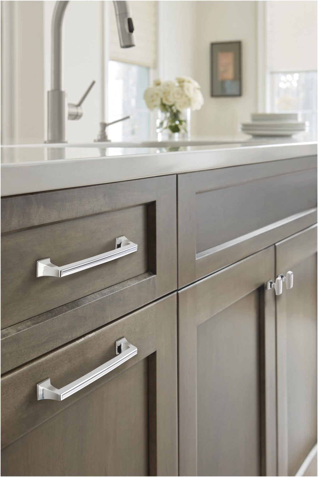 Amerock Cabinet Pull Polished Chrome 6-5/16 inch (160 mm) Center to Center Mulholland 1 Pack Drawer Pull Drawer Handle Cabinet Hardware
