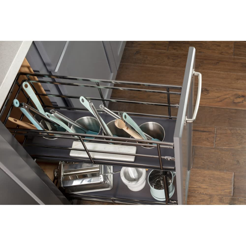 Hardware Resources SWS-UBPO8PC 8" Polished Chrome STORAGE WITH STYLE® Metal "No Wiggle" Soft-close Utensil Base Pullout