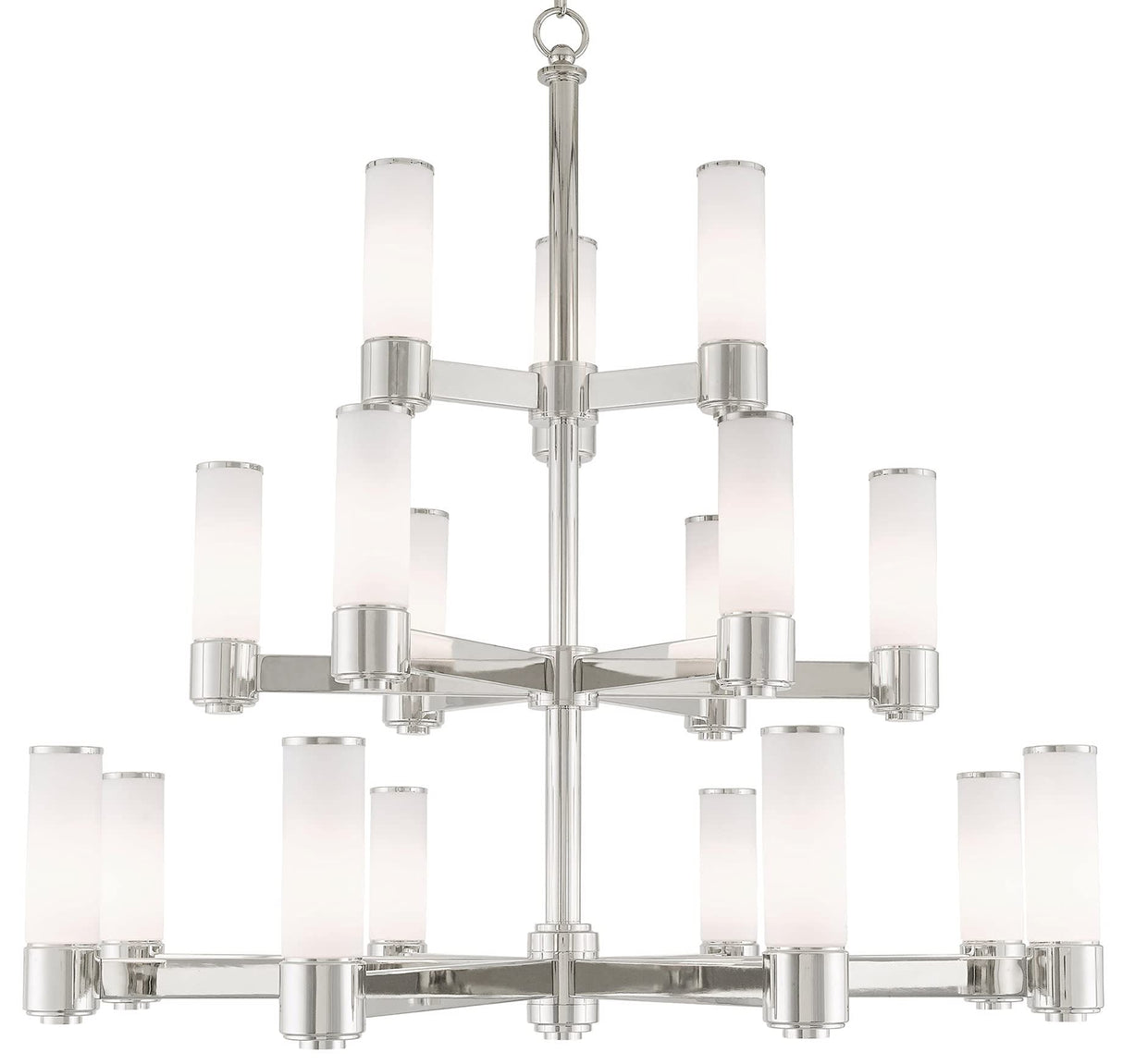 Livex 52119-35 Contemporary Modern 17 Light Foyer Chandelier from Weston Collection in Polished Nickel Finish