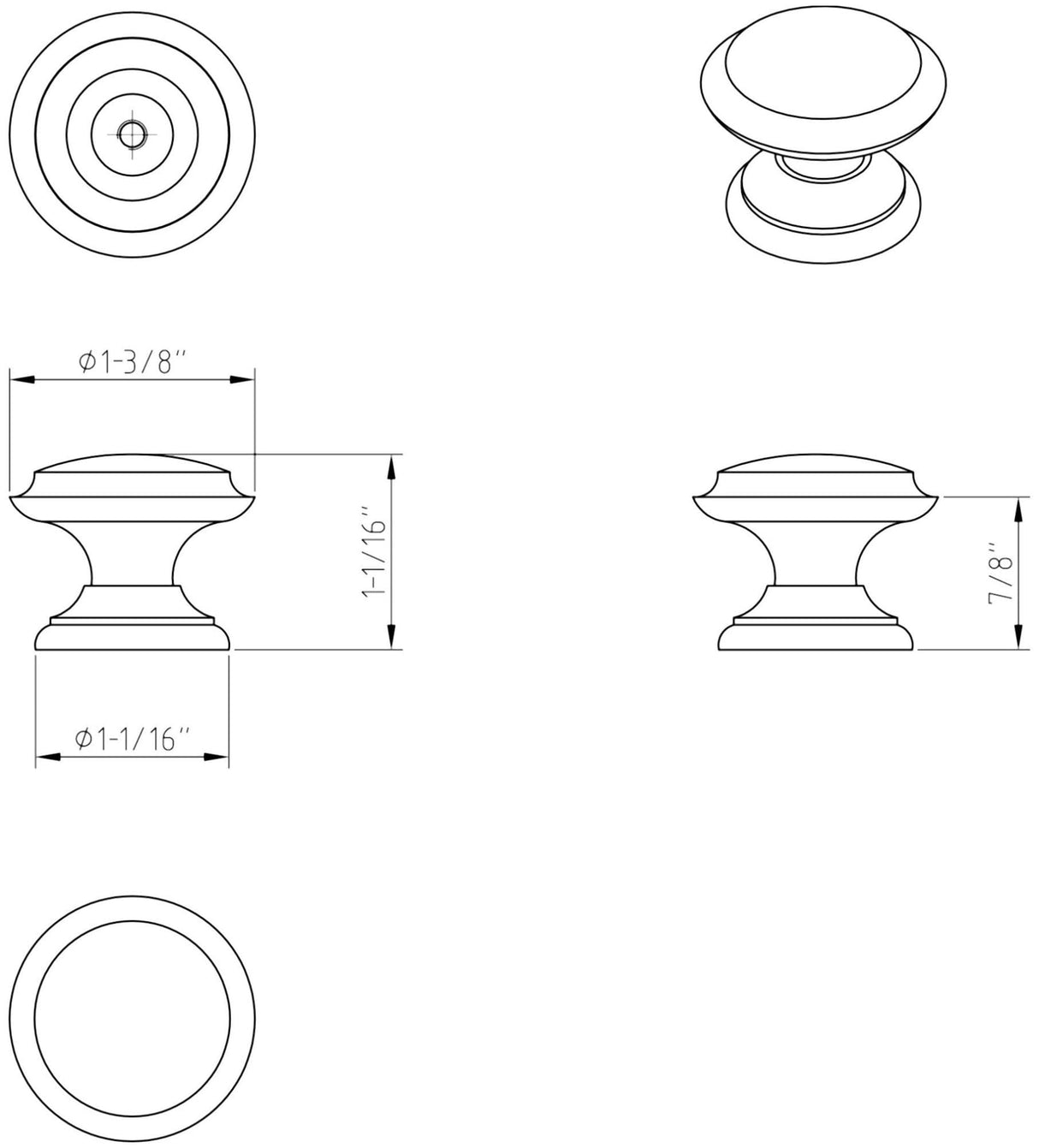 Jeffrey Alexander 0251SN 1-3/8" Diameter Satin Nickel Cordova Cabinet Knob