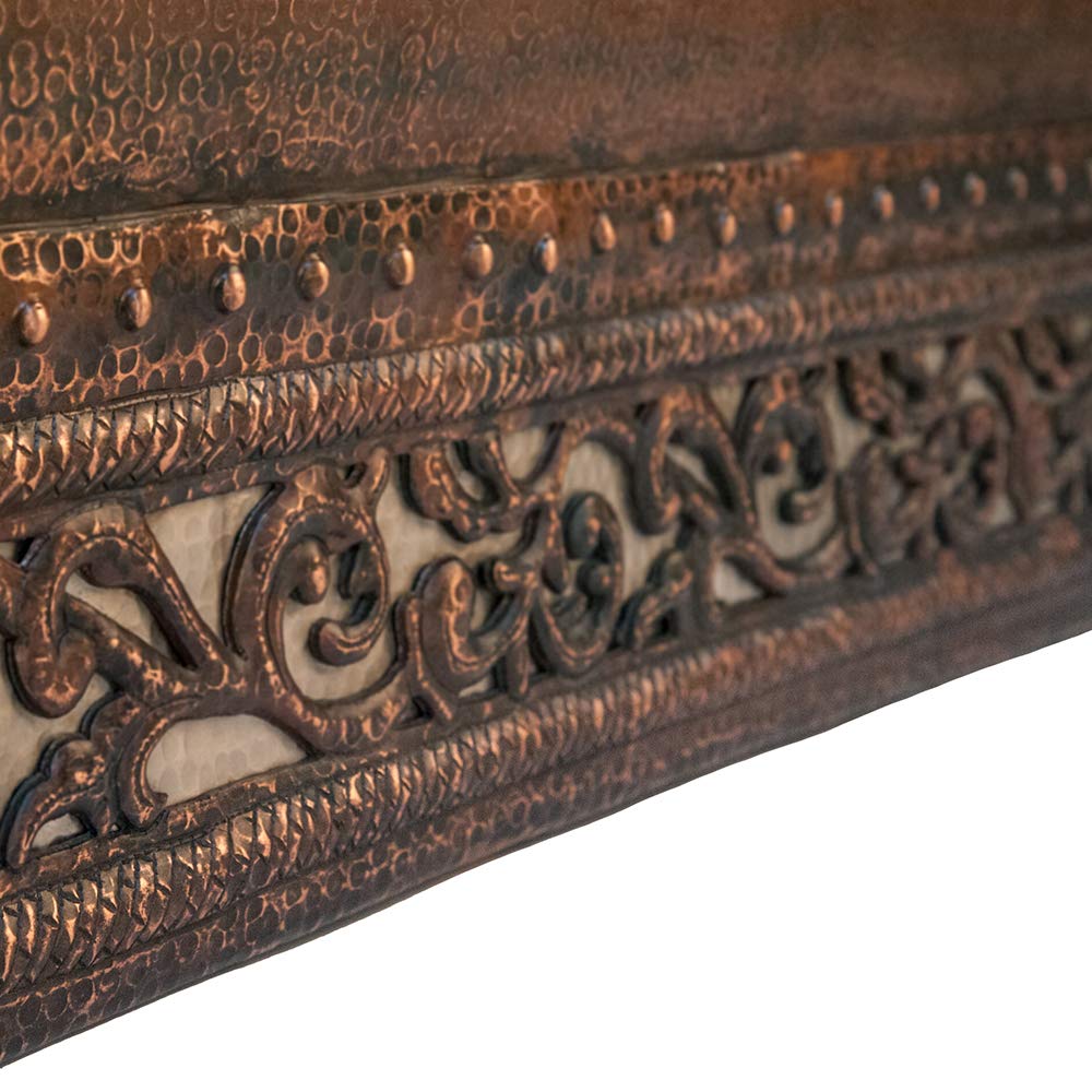 Premier Copper Products BTN67DB 67-Inch Hammered Copper Double Slipper Bathtub with Scroll Base and Nickel Inlay, Oil Rubbed Bronze