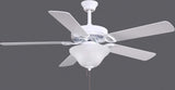 Matthews Fan AM-USA-WH-52-LK America 3-speed ceiling fan in gloss white finish with 52" white blades and light kit (2 x GU24 Socket). Assembled in USA.