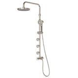 PULSE ShowerSpas 1028-BN-1.8GPM Lanikai Shower System with 8" Rain Showerhead, 3 Dual-Function Body Spray Jets, 5-Function Hand Shower, Brushed Nickel, 1.8 GPM