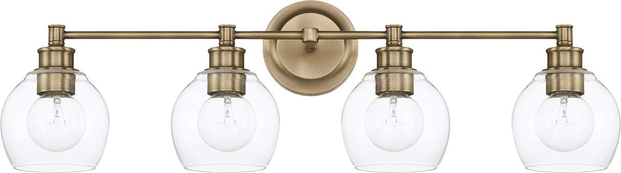 Capital Lighting 121141AD-426 Mid Century 4 Light Vanity Aged Brass