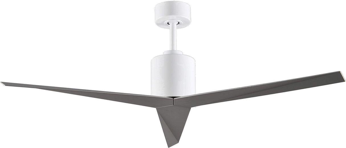 Matthews Fan EK-WH-BN Eliza 3-blade paddle fan in Gloss White finish with brushed nickel all-weather ABS blades. Optimized for wet locations.