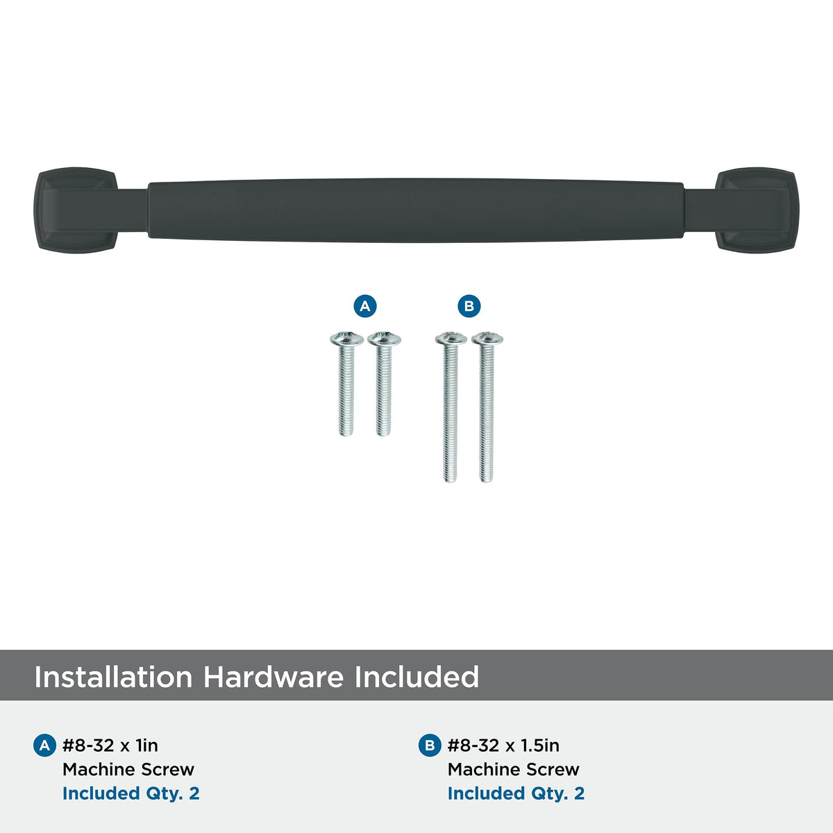 Amerock Cabinet Pull Matte Black 6-5/16 inch (160 mm) Center-to-Center Stature 1 Pack Drawer Pull Cabinet Handle Cabinet Hardware