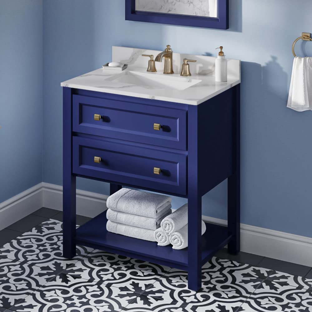 Jeffrey Alexander VKITADL30BLCQR 30" Hale Blue Adler Vanity, Calacatta Vienna Quartz Vanity Top, undermount rectangle bowl
