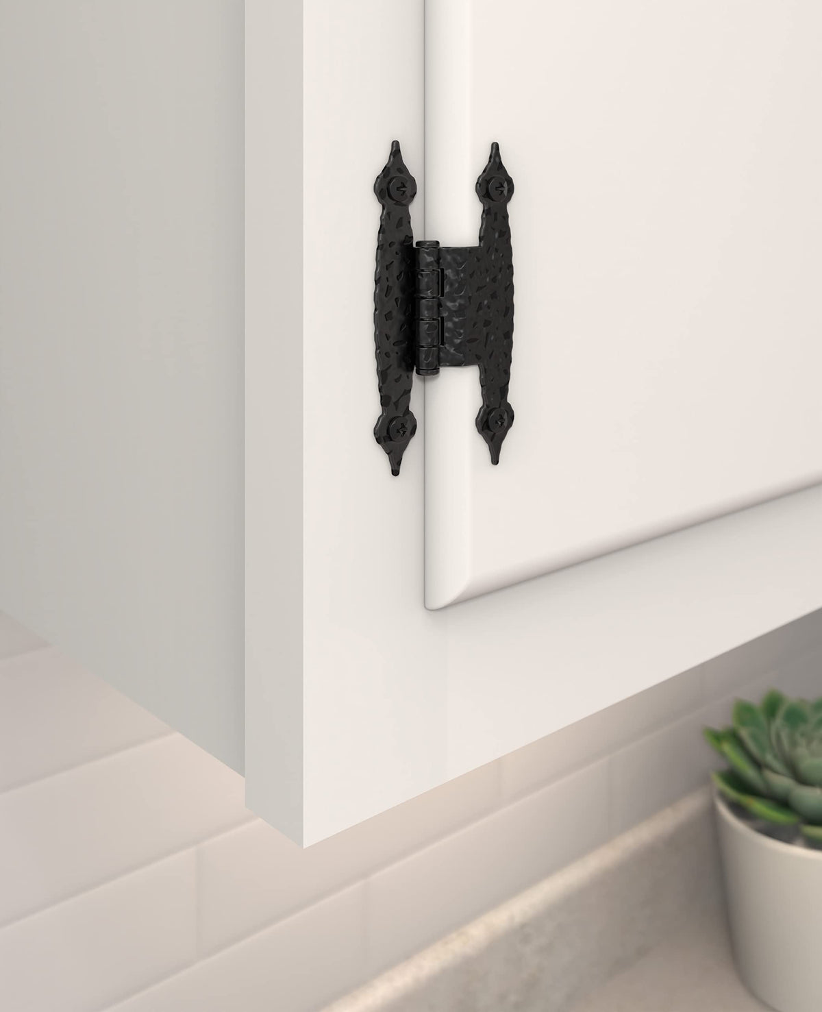 Amerock Cabinet Hinge 3/8 inch (10 mm) Offset Hinge Colonial Black 2 Pack Non Self-Closing Hinge H-Type Hinge Cabinet Door Hinge