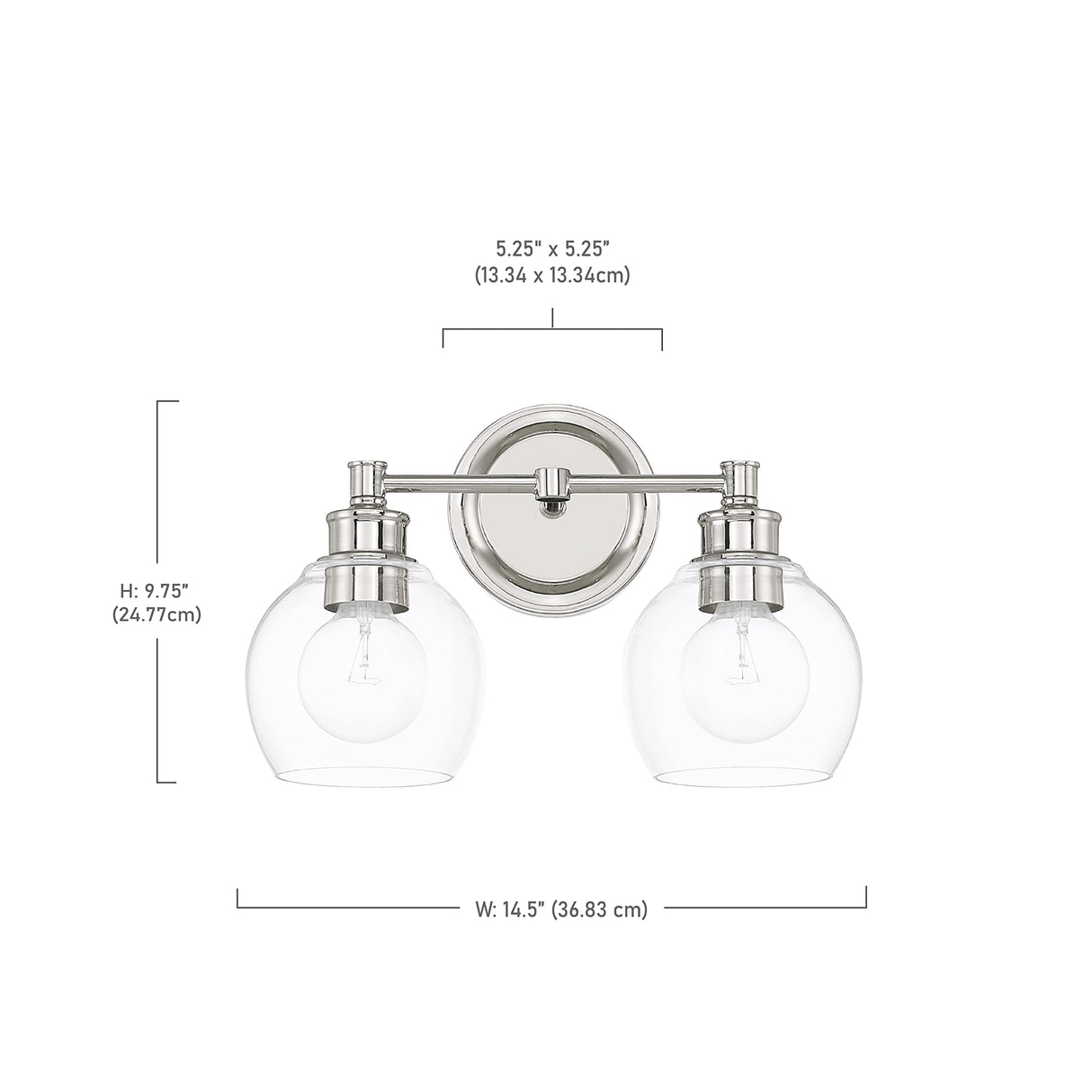 Capital Lighting 121121PN-426 Mid Century 2 Light Vanity Polished Nickel
