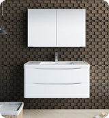 Fresca FVN9040WH Fresca Tuscany 40" Glossy White Wall Hung Modern Bathroom Vanity w/ Medicine Cabinet