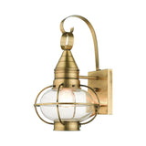 Livex Lighting 26901-01 Newburyport Collection 1-Light Outdoor Wall Lantern with Clear Glass, Antique Brass, 8.75 x 14.75