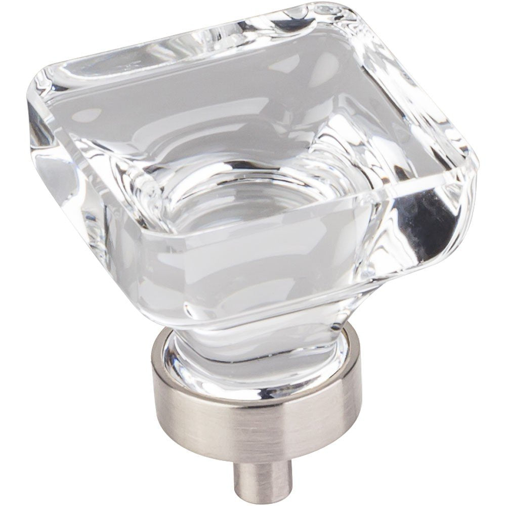 Jeffrey Alexander G140L-SN 1-3/8" Overall Length Satin Nickel Square Glass Harlow Cabinet Knob