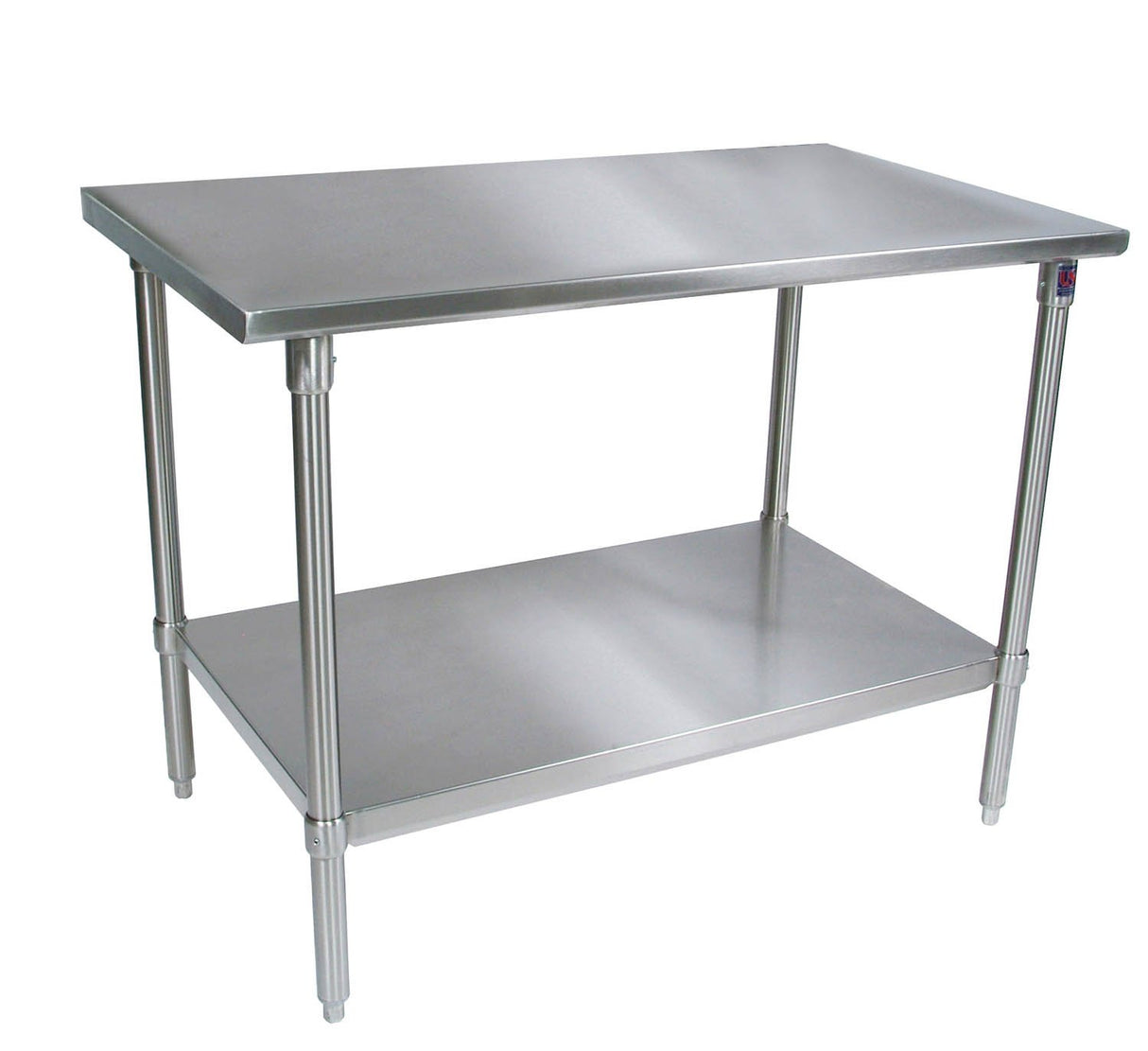 John Boos ST4-3036SSK 14 Gauge Stainless Steel Work Table with Base and Shelf, 36" x 30"
