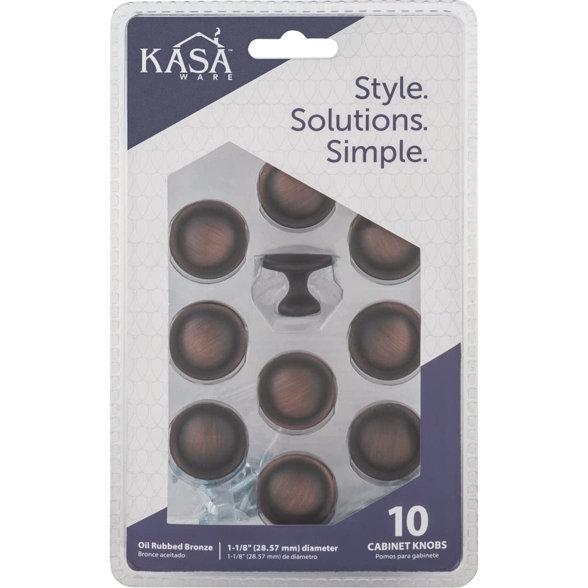 KasaWare K413BORB-10 1-1/8" Diameter Round Knob with Ring, 10-pack