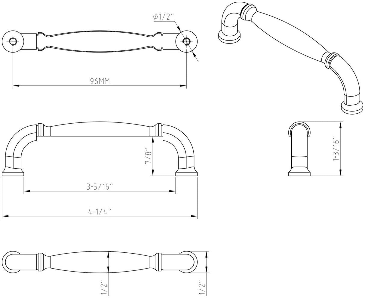 Jeffrey Alexander 737-96DBAC 96 mm Center-to-Center Brushed Oil Rubbed Bronze Chesapeake Cabinet Pull