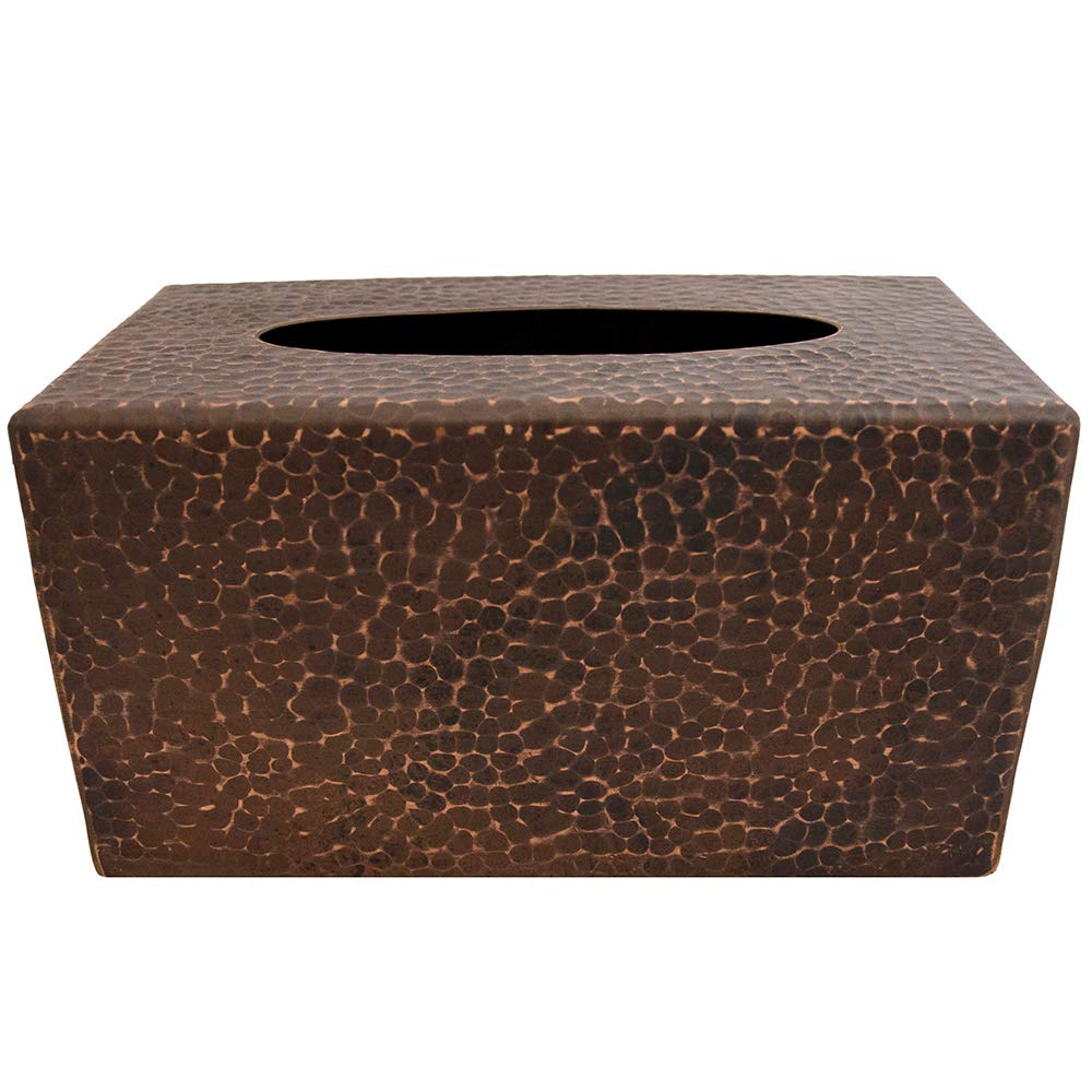 Premier Copper Products TBCLDB Large Hammered Copper Tissue Box Cover - Brown