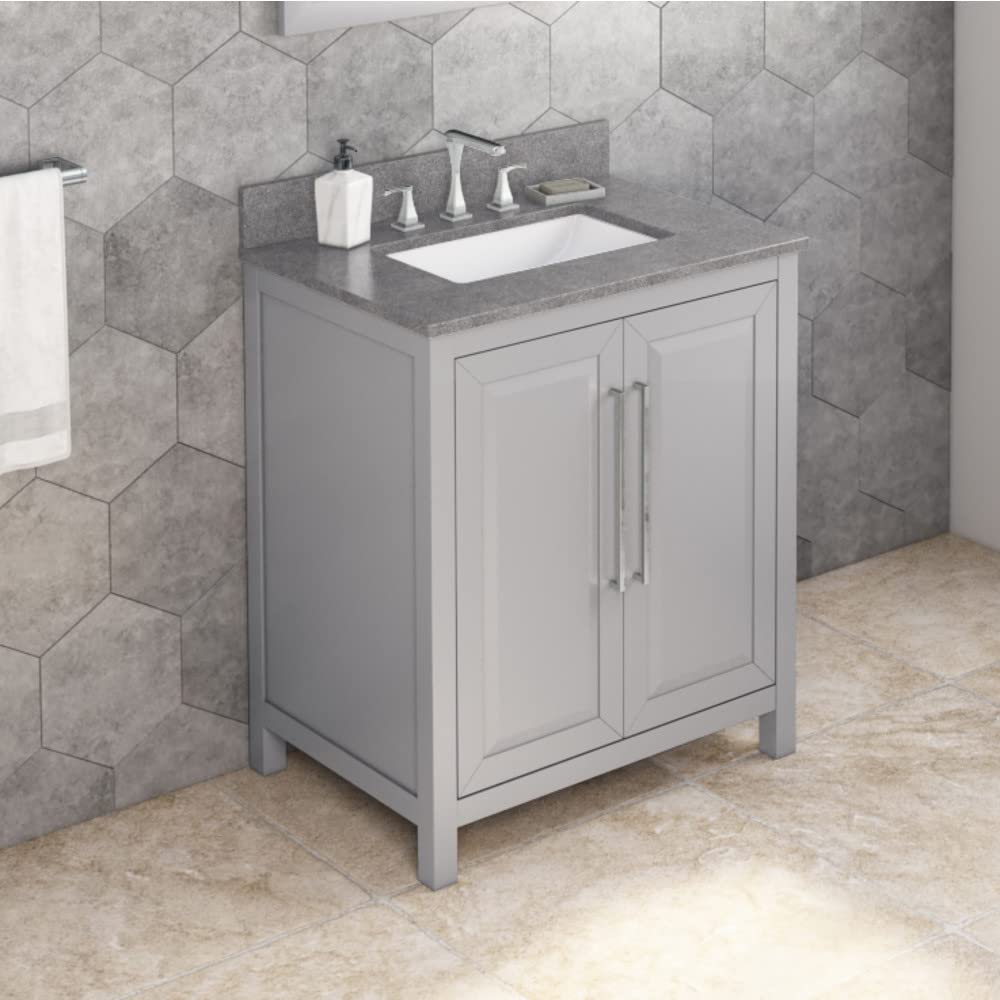 Jeffrey Alexander VKITCAD30GRSGR 30" Grey Cade Vanity, Steel Grey Cultured Marble Vanity Top, undermount rectangle bowl