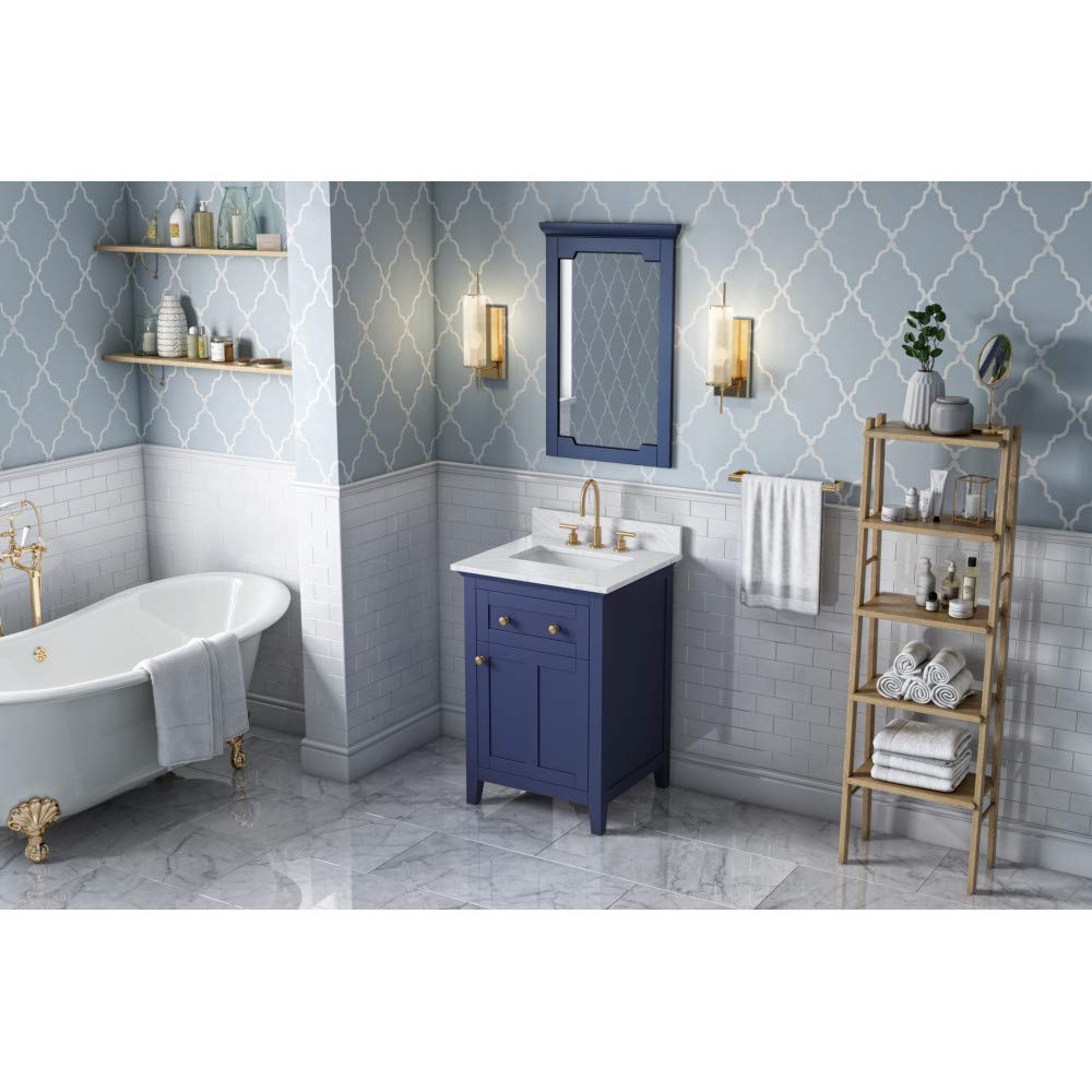 Jeffrey Alexander VKITCHA24BLWCR 24" Hale Blue Chatham Vanity, White Carrara Marble Vanity Top, undermount rectangle bowl