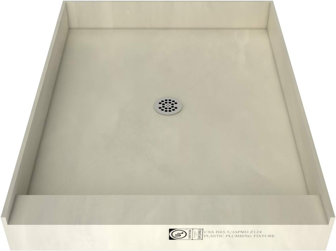 Tile Redi 4837C-PVC Base Shower Pan, Single Curb 37" W x 48" D, Black