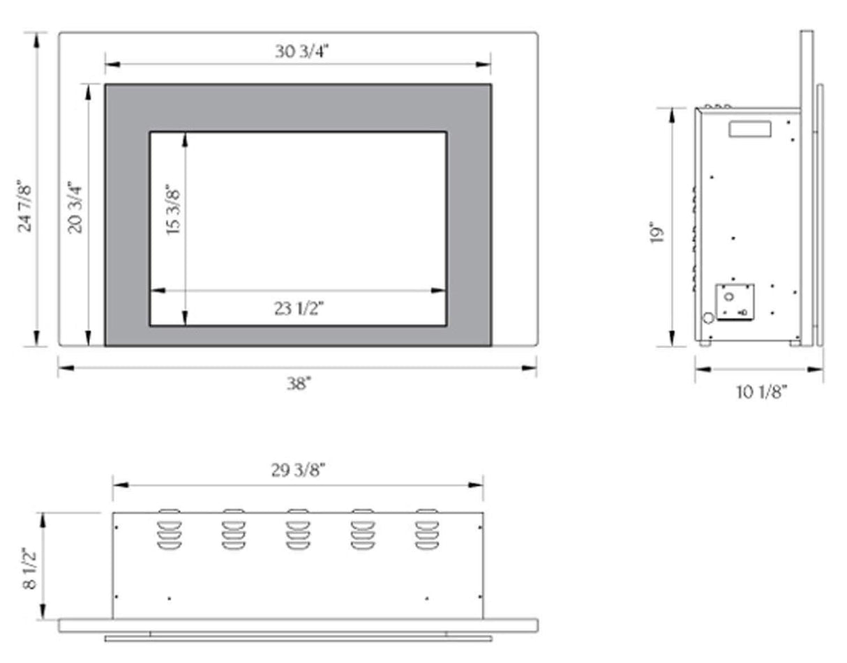 Amantii INS-FM-30 Insert Series - 30" Electric Fireplace Insert with Black Steel Surround and Overlay