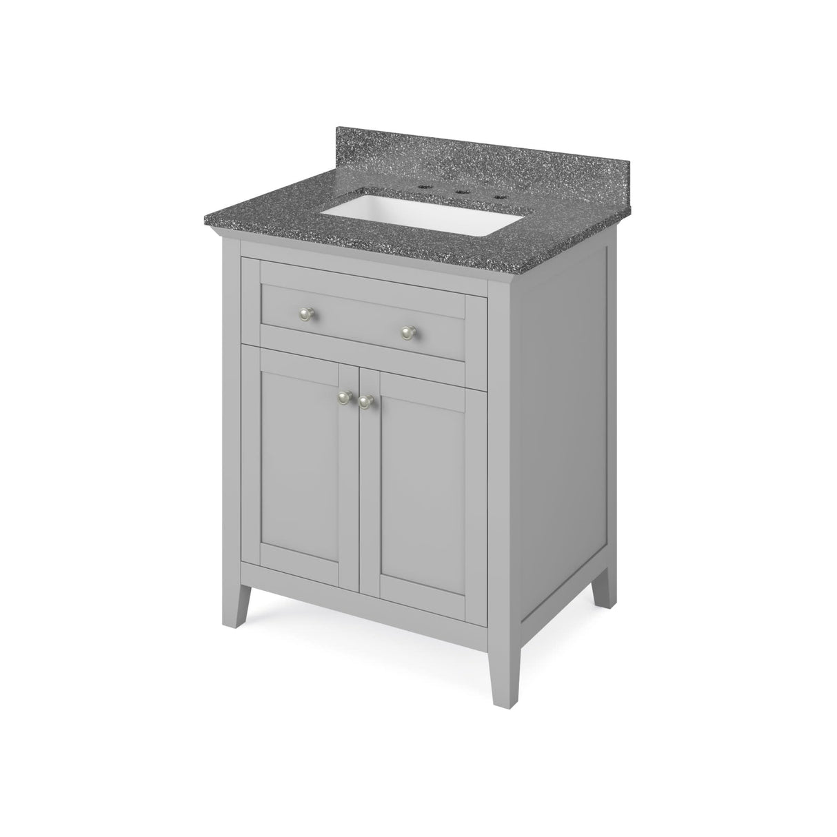 Jeffrey Alexander VKITCHA30GRBOR 30" Grey Chatham Vanity, Boulder Cultured Marble Vanity Top, undermount rectangle bowl