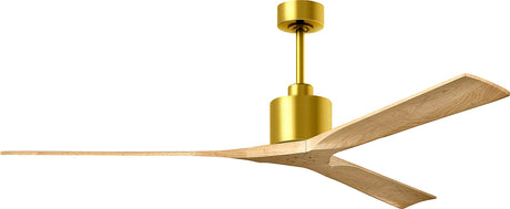 Matthews Fan NKXL-BRBR-LM-72 Nan XL 6-speed ceiling fan in Brushed Brass finish with 72” solid light maple tone wood blades