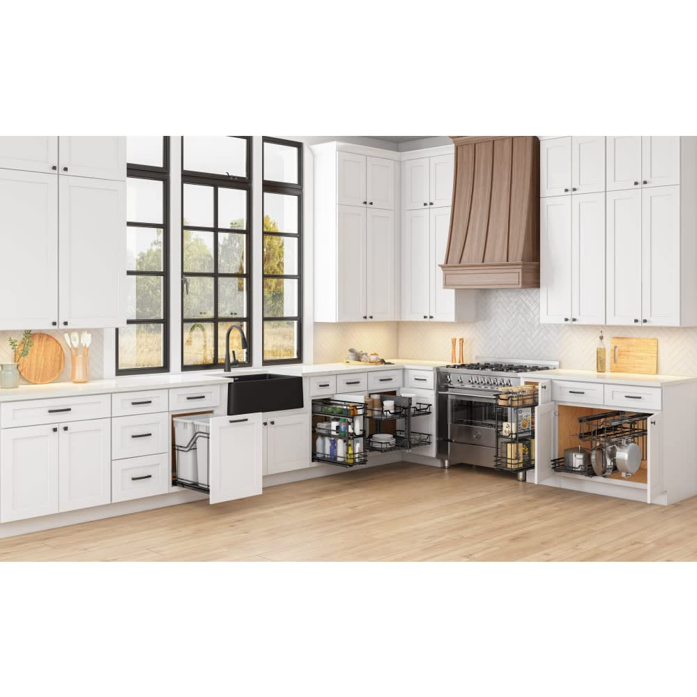 Hardware Resources SWS-DBPO8PC 8" Polished Chrome STORAGE WITH STYLE® Metal "No Wiggle" Under Drawer Base Pullout, Preassembled with Soft-close Slides